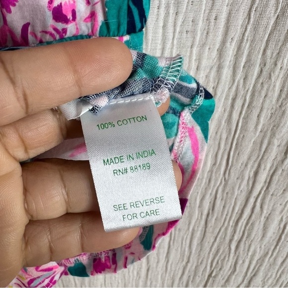 Lilly Pulitzer Tropical Floral Cotton Romper size XL 12-14 - Picture 4 of 5